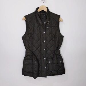 Banana Republic Size S Womens Quilted Puffer Full Zip Vest Dark Olive Green